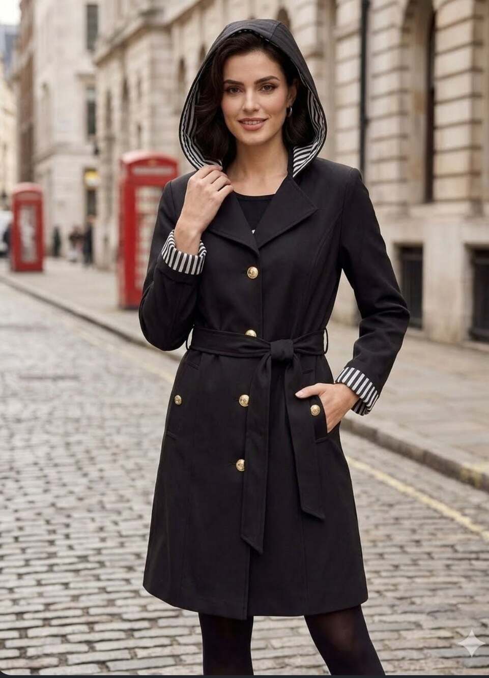 Dennis by Dennis Basso Water Resistant Belted Trench Coat with Hood